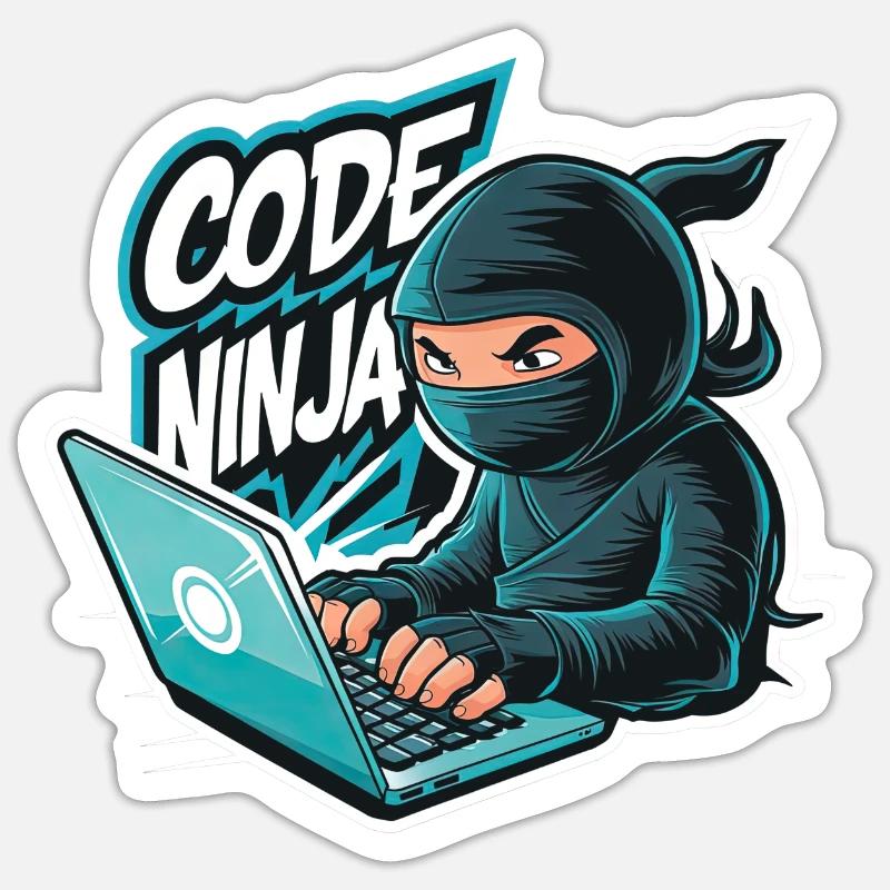 Code Ninja Programmierer Software Entwickler - Sticker Größe S (10 x 10 cm) - Mattweiß