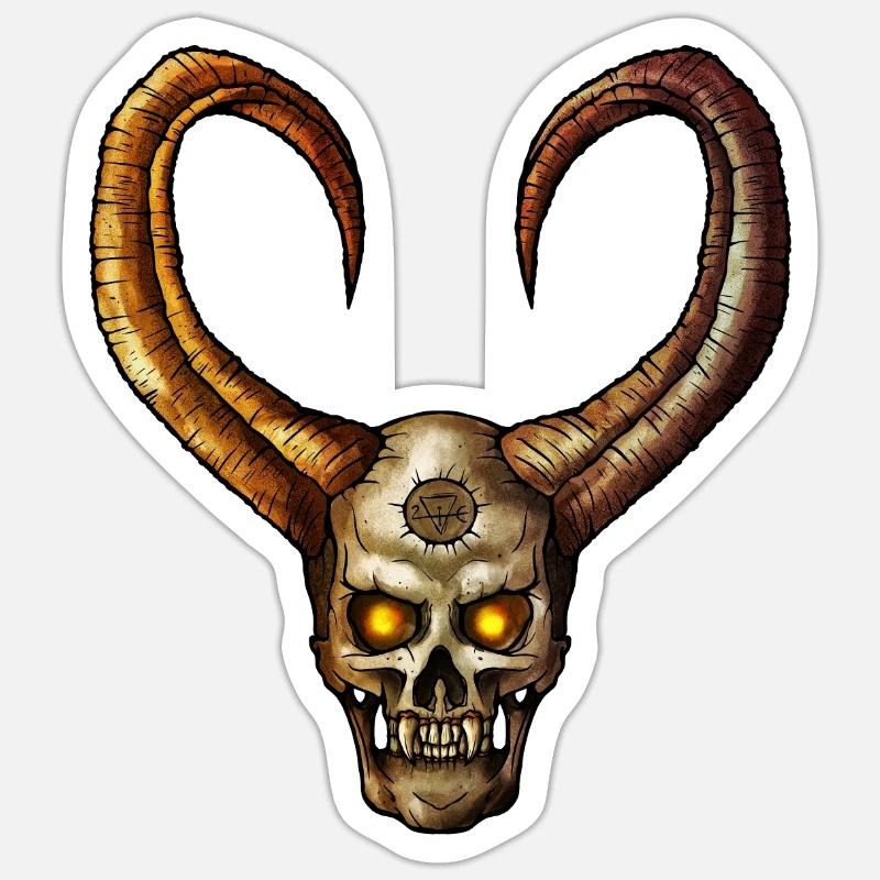 Crâne du diable 4 - Sticker taille S (10 x 10 cm) - blanc mat