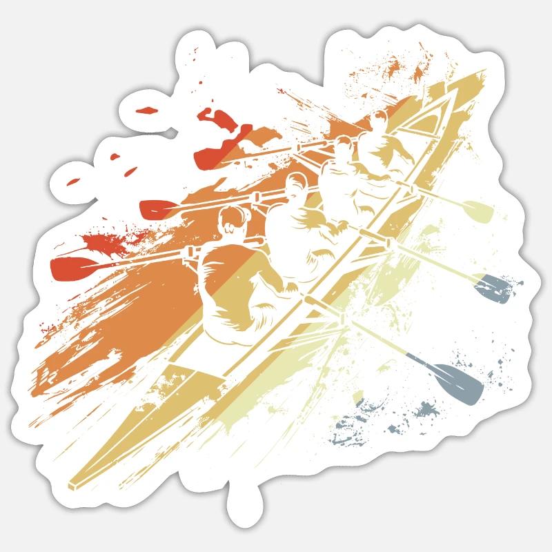 Retro Ruderteam Grafik - Sticker Größe S (10 x 10 cm) - Mattweiß