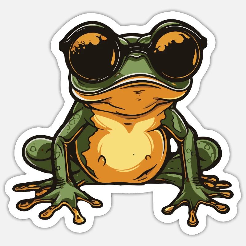 Frog Funny Cool - Sticker size S (10 x 10 cm) - white matte