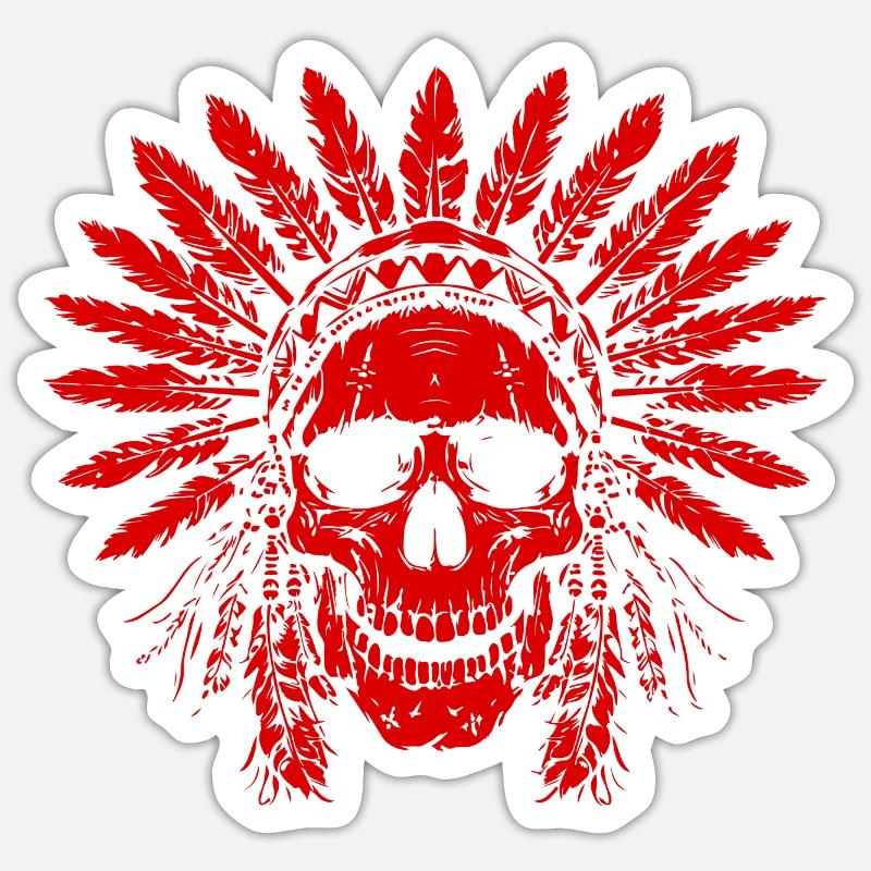 Indian Skull - Sticker size S (10 x 10 cm) - white matte