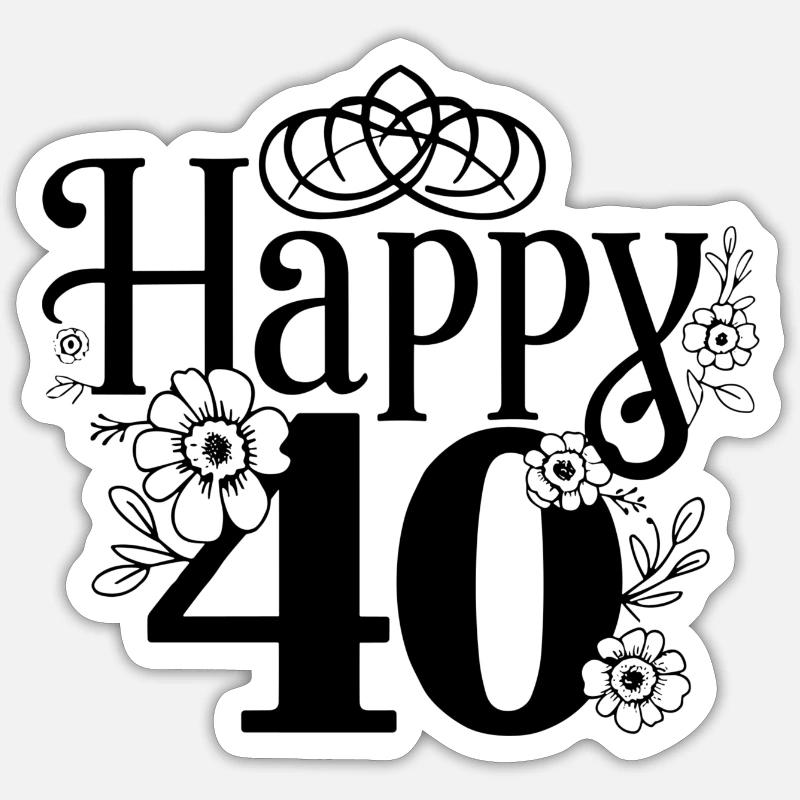 40th Birthday - Sticker size S (10 x 10 cm) - white matte
