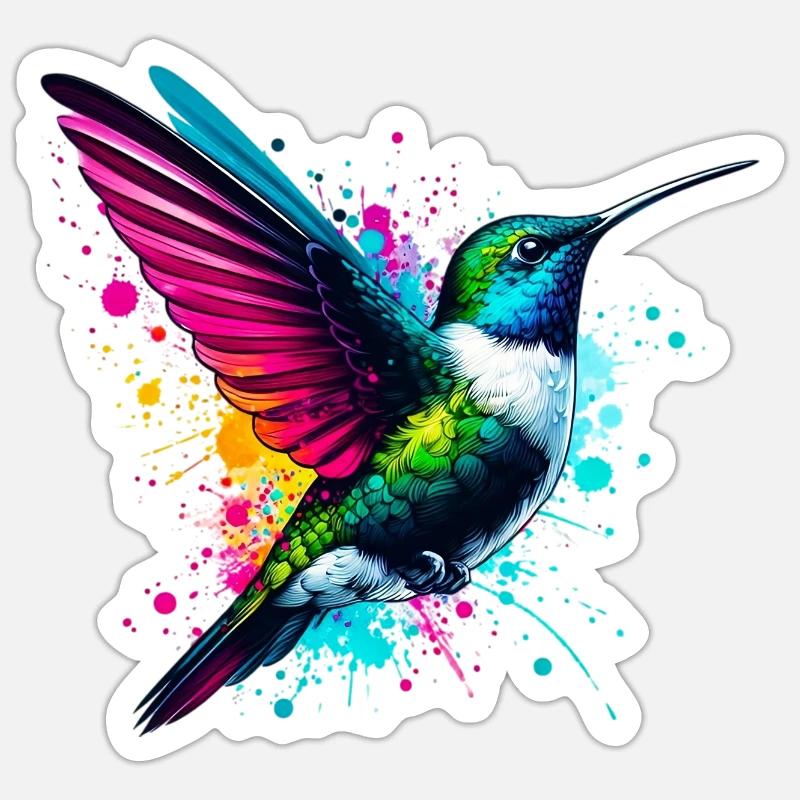 Colibri - Sticker taille S (10 x 10 cm) - blanc mat