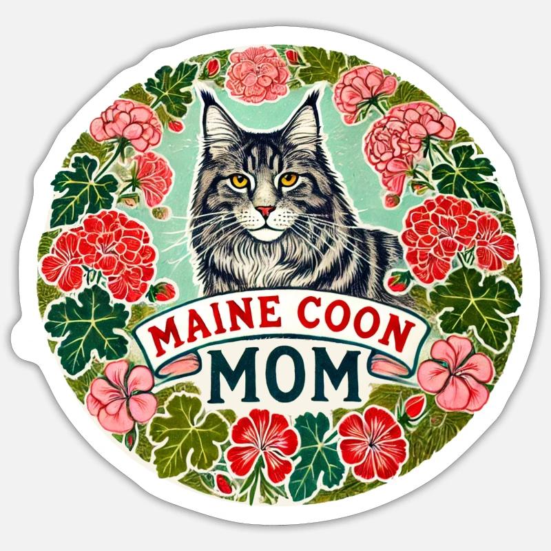 Mainecoon Mama - Sticker Größe S (10 x 10 cm) - Mattweiß