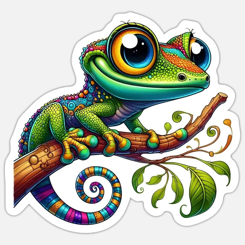 Gecko - Sticker størrelse S (10 x 10 cm) - mat hvid
