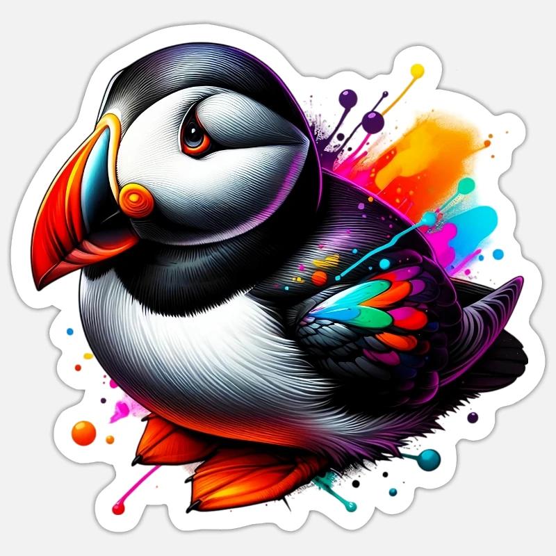 Macareux - Sticker taille S (10 x 10 cm) - blanc mat