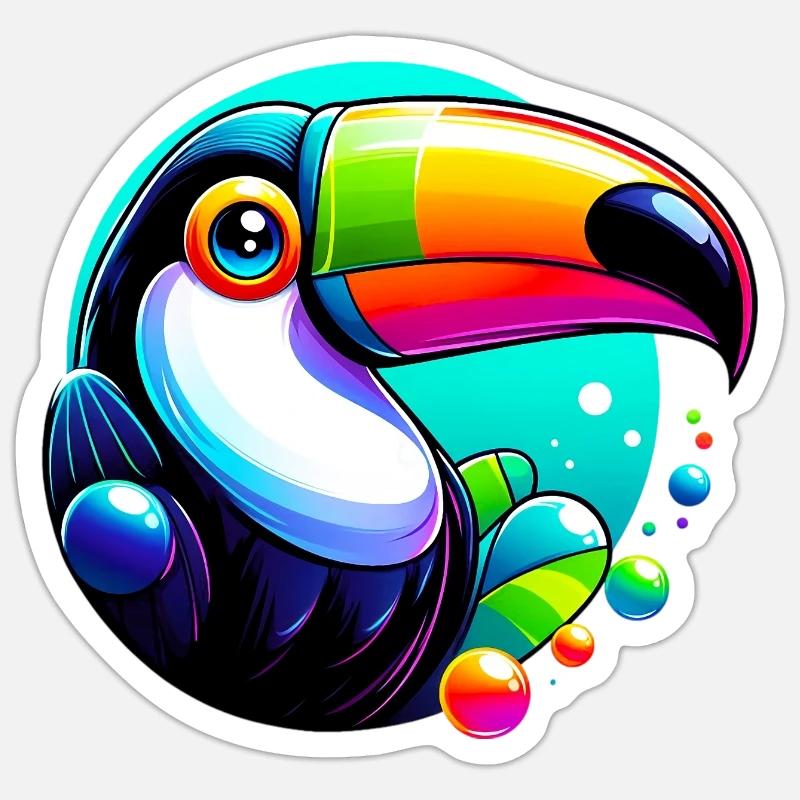 Toucan - Sticker taille S (10 x 10 cm) - blanc mat