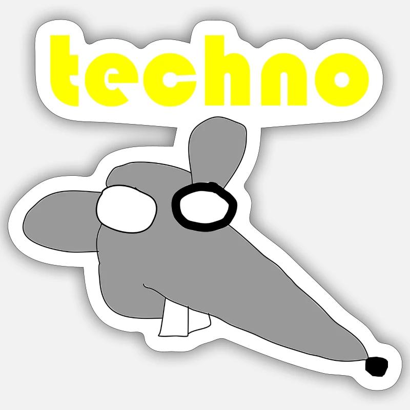 techno maus 3 - Sticker Größe S (10 x 10 cm) - Mattweiß