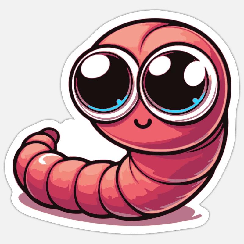 Little Worm - Sticker size S (10 x 10 cm) - white matte