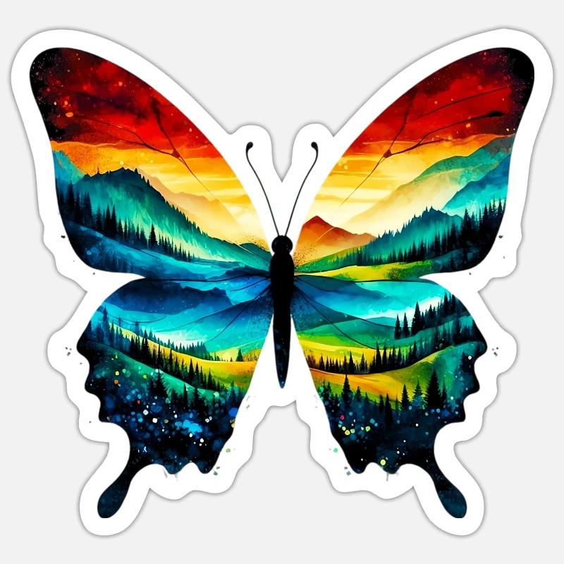 Papillon - Sticker taille S (10 x 10 cm) - blanc mat