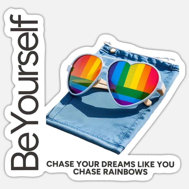 Rainbow CSD Logo mit Sonnenbrille Sticker Größe S (10 x 10 cm)
