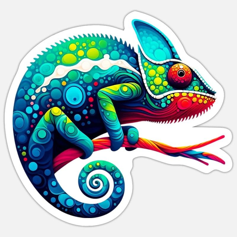 Caméléon - Sticker taille S (10 x 10 cm) - blanc mat