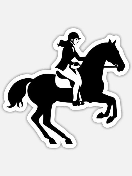 Reiten Pferd Frau Symbol - Sticker Größe S (10 x 10 cm) - Mattweiß