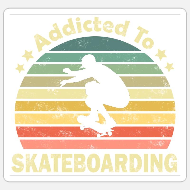 Skateboard Skater - Sticker Größe S (10 x 10 cm) - Mattweiß
