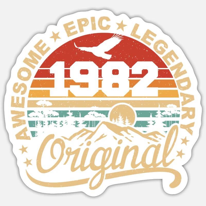 Original 1982 Geburtstagsgeschenk 1982 Retro 1982 Sticker Größe S (10 x 10 cm)