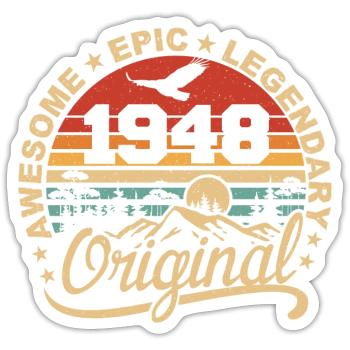 Original 1948 Geburtstagsgeschenk 1948 Retro 1948 - Sticker Größe S (10 x 10 cm) - Mattweiß - Vorne