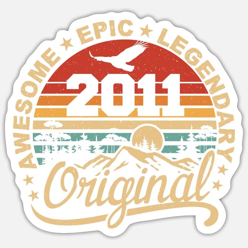 Original 2011 Retro 2011 Geburtstagsgeschenk 2011 Sticker Größe S (10 x 10 cm)