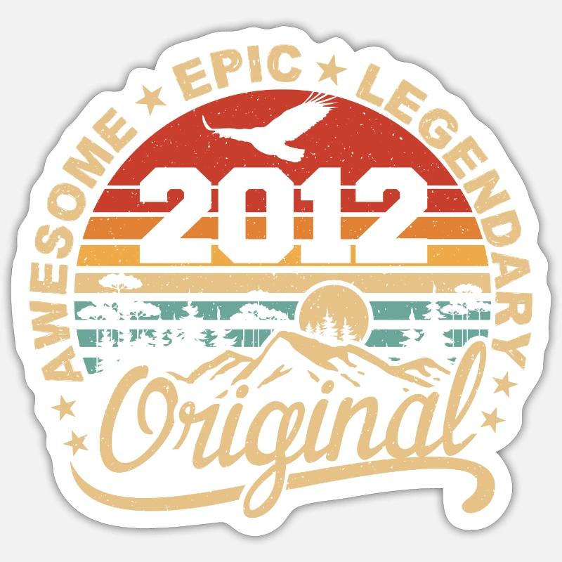 Original 2012 Retro 2012 Geburtstagsgeschenk Sticker Größe S (10 x 10 cm)