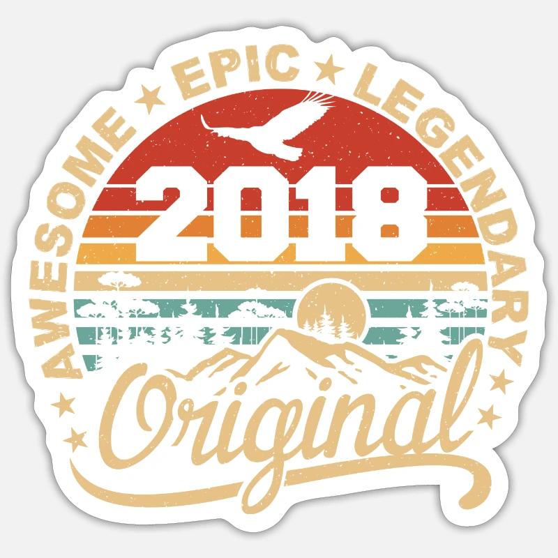 Original 2018 Retro 2018 Geburtstagsgeschenk Sticker Größe S (10 x 10 cm)