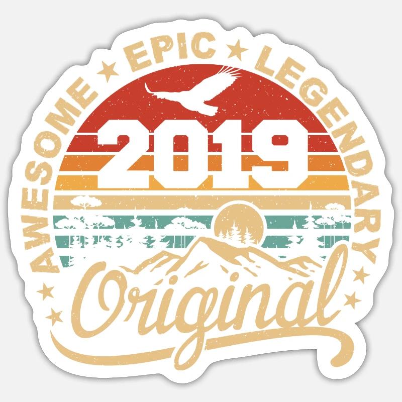 Original 2019 Retro 2019 Jubiläumsgeschenk 2019 Sticker Größe S (10 x 10 cm)