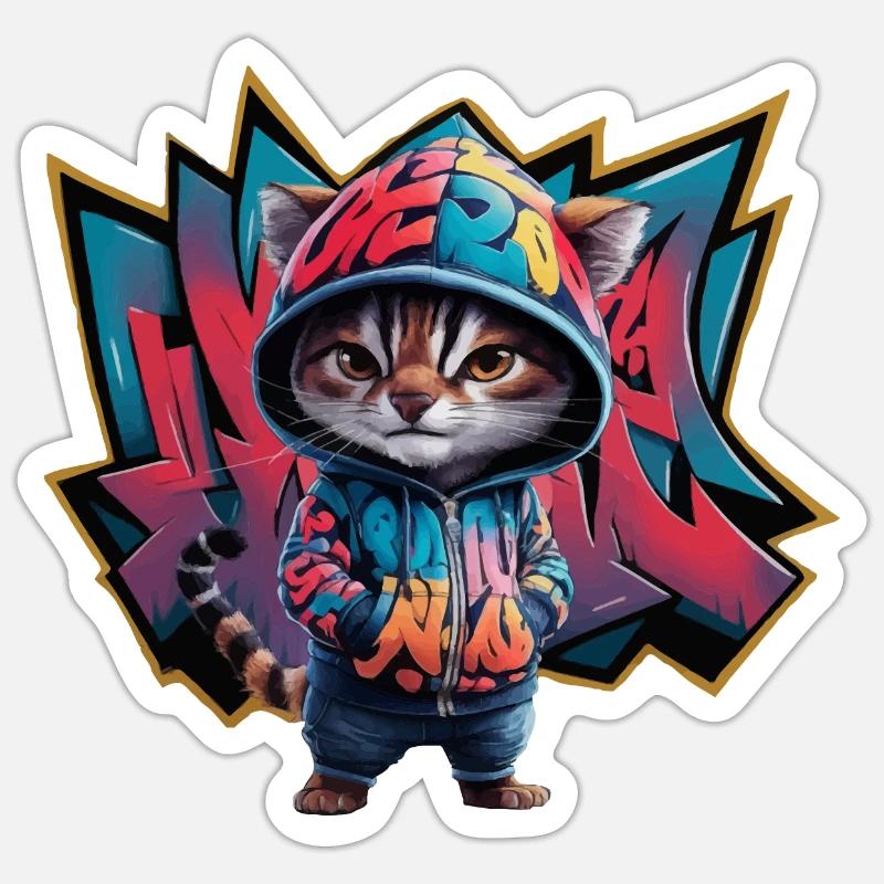 grafitti tyger - Sticker taille S (10 x 10 cm) - blanc mat