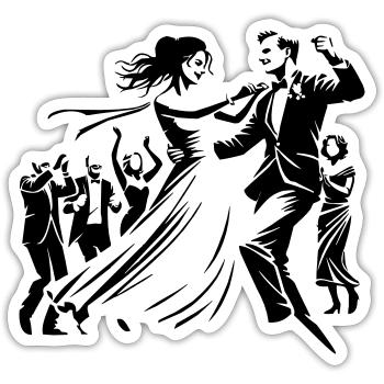 Couple de mariés - Sticker taille S (10 x 10 cm) - blanc mat - Devant