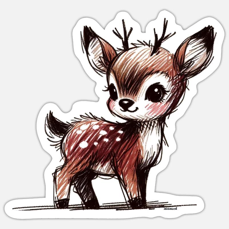 Faon - Sticker taille S (10 x 10 cm) - blanc mat