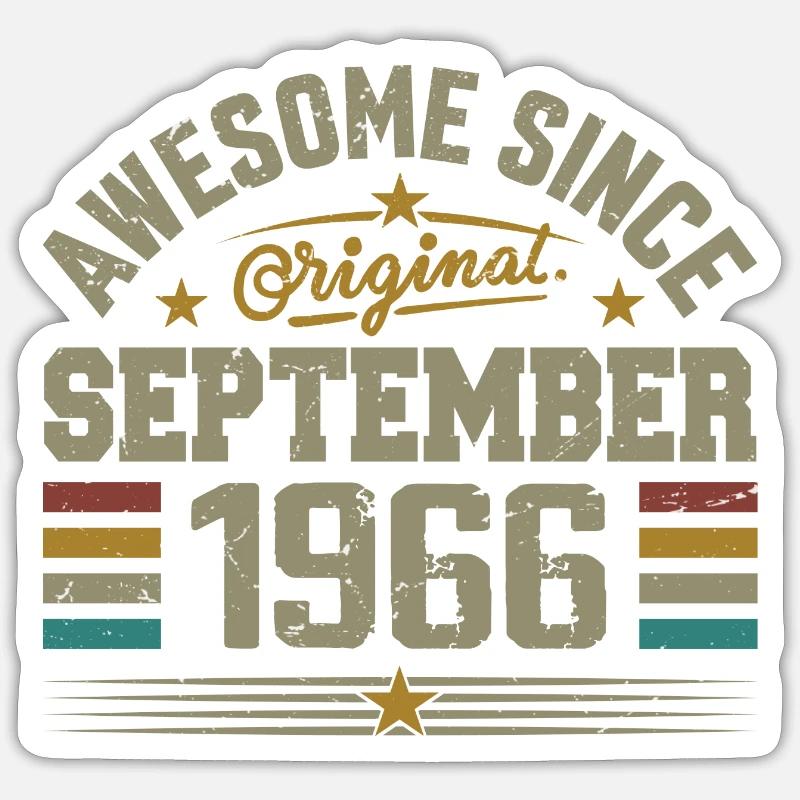 Cadeau Septembre 1966 Construit en Septembre 1966 - Sticker taille S (10 x 10 cm) - blanc mat