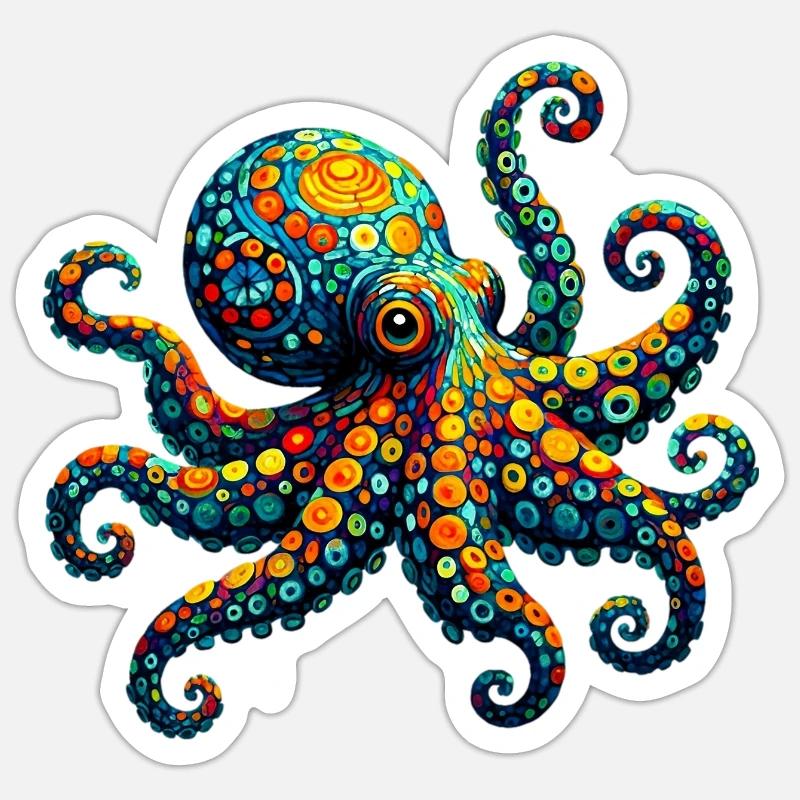 Octopus van Gogh - Sticker size S (10 x 10 cm) - white matte