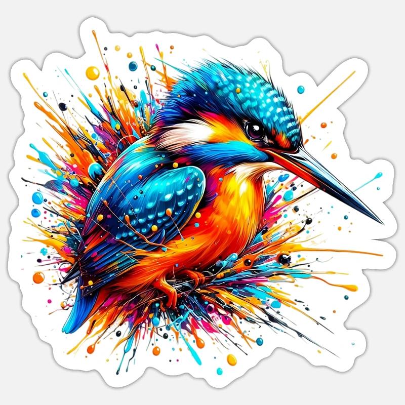 Martin-pêcheur - Sticker taille S (10 x 10 cm) - blanc mat