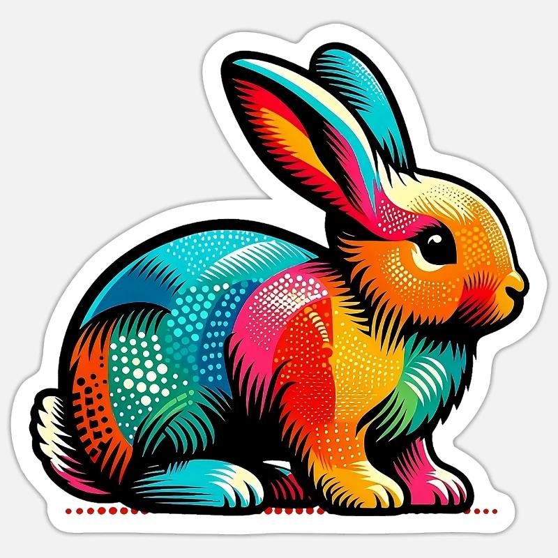 Lapin - Sticker taille S (10 x 10 cm) - blanc mat