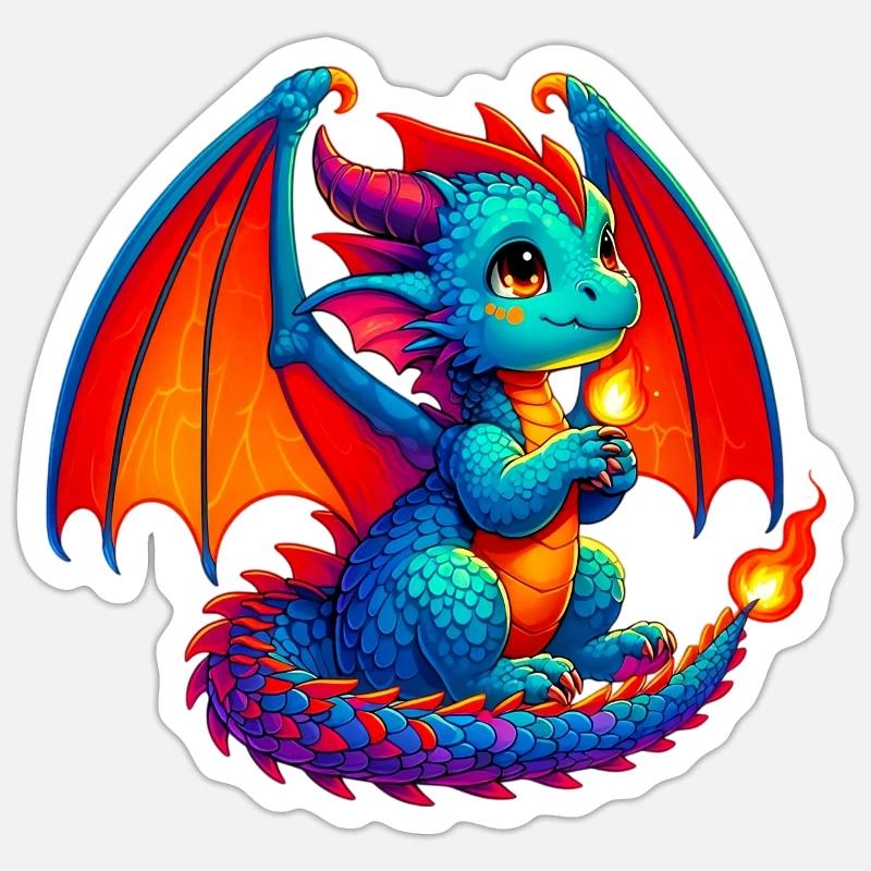 Drache - Sticker Größe S (10 x 10 cm) - Mattweiß