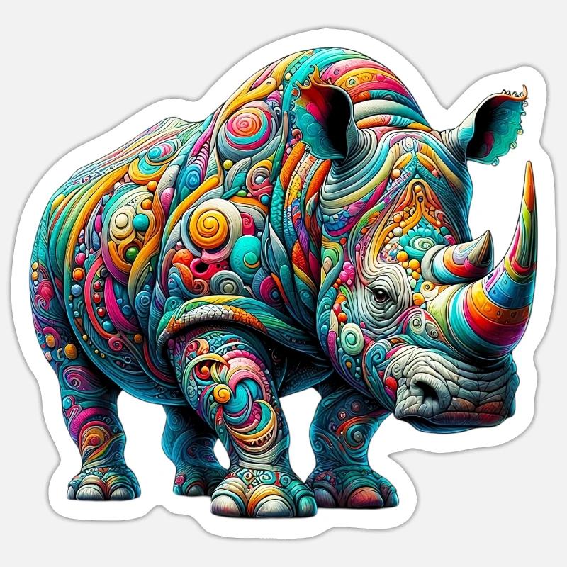 Nashorn - Sticker Größe S (10 x 10 cm) - Mattweiß