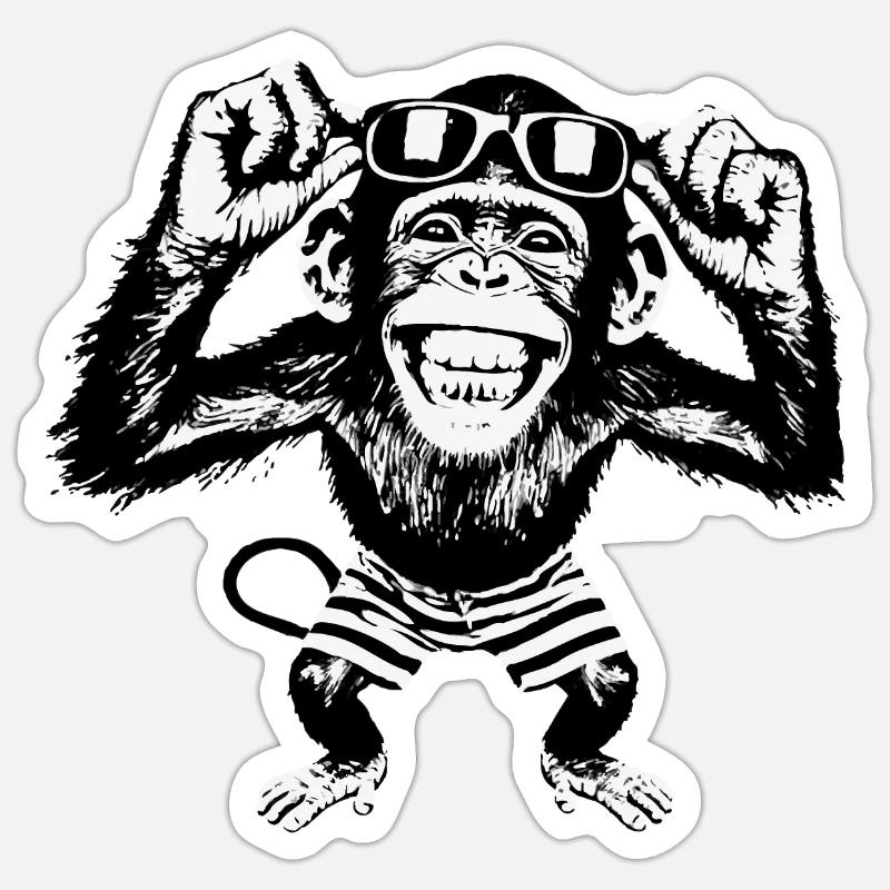 Grinsender Affe mit Sonnenbrille Sticker Größe S (10 x 10 cm)