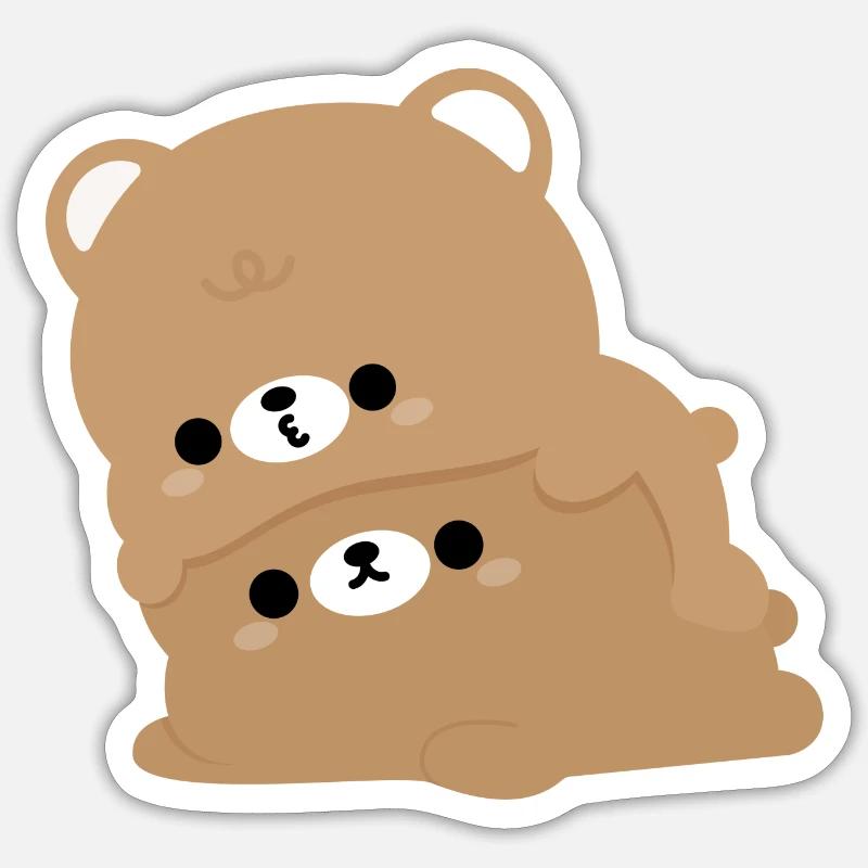Couple d’ours - Sticker taille S (10 x 10 cm) - blanc mat