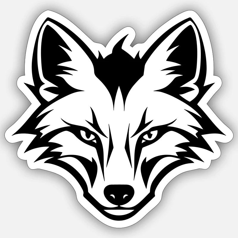 Tête de renard - Sticker taille S (10 x 10 cm) - blanc mat