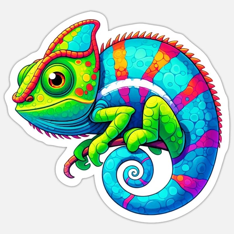 Chamäleon - Sticker Größe S (10 x 10 cm) - Mattweiß
