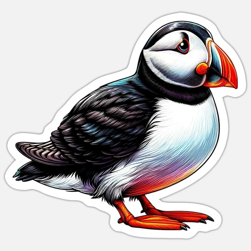 Macareux - Sticker taille S (10 x 10 cm) - blanc mat
