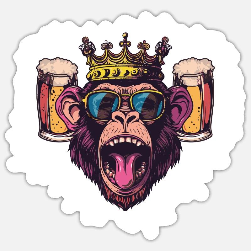 Affe Bier Party Sticker Größe S (10 x 10 cm)