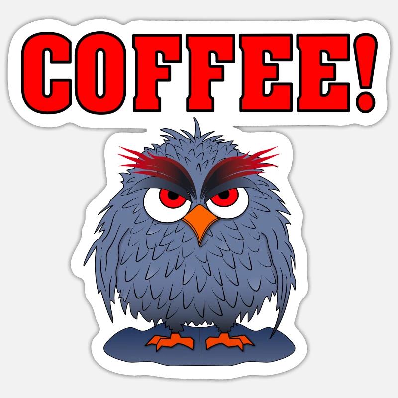 Eule COFFEE ROT Sticker Größe S (10 x 10 cm)
