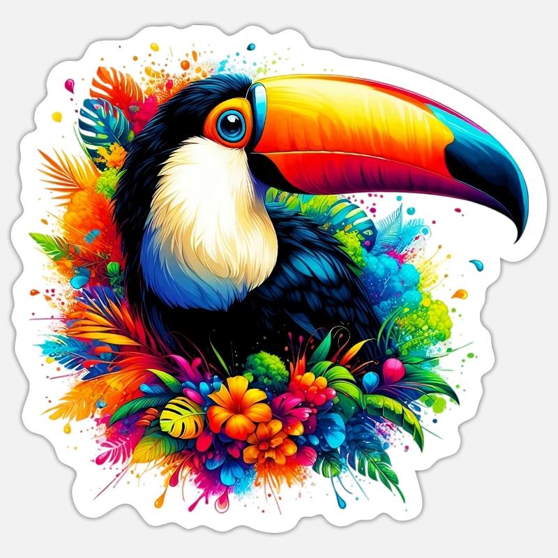 Toucan - Sticker taille S (10 x 10 cm) - blanc mat