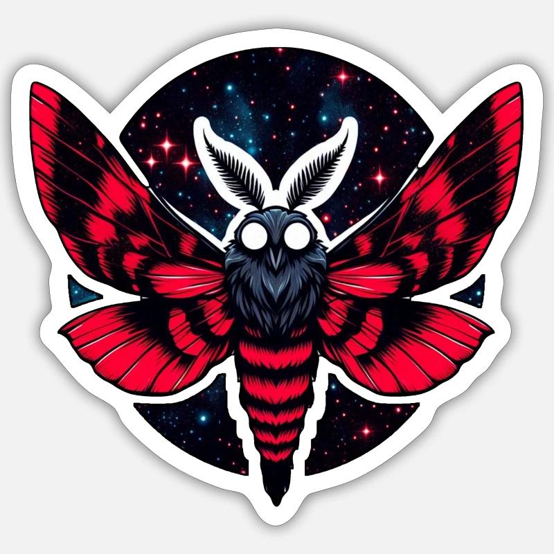 Kosmische Motte - Kunst Folklore Mottenmann Sticker Größe S (10 x 10 cm)