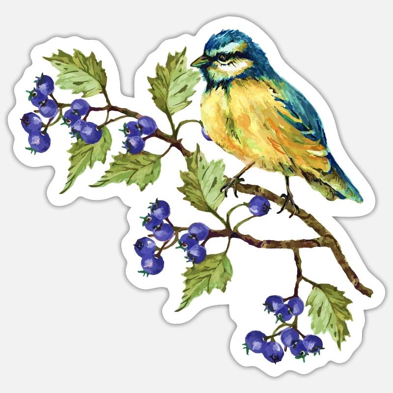 Bunter Vogel - Sticker Größe S (10 x 10 cm) - Mattweiß