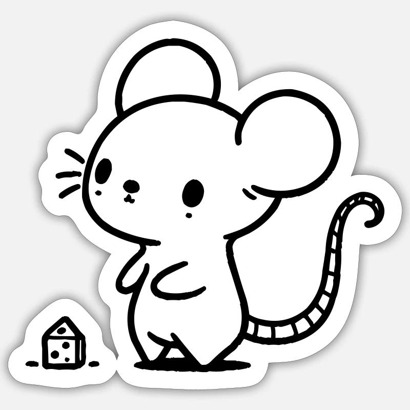 Maus - Sticker Größe S (10 x 10 cm) - Mattweiß