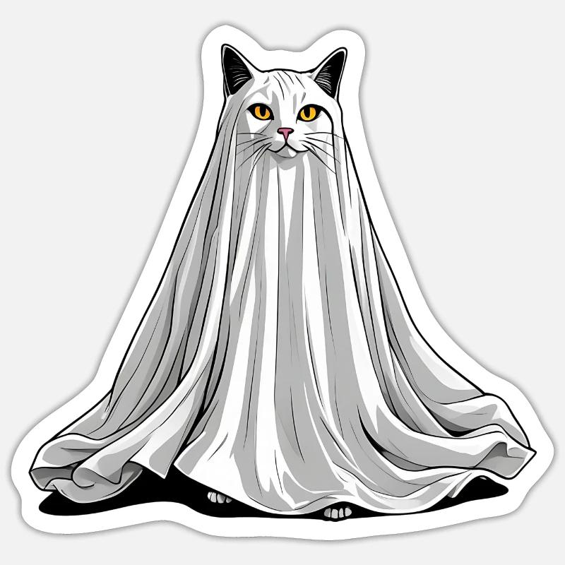 Scary ghost cat - Sticker size S (10 x 10 cm) - white matte