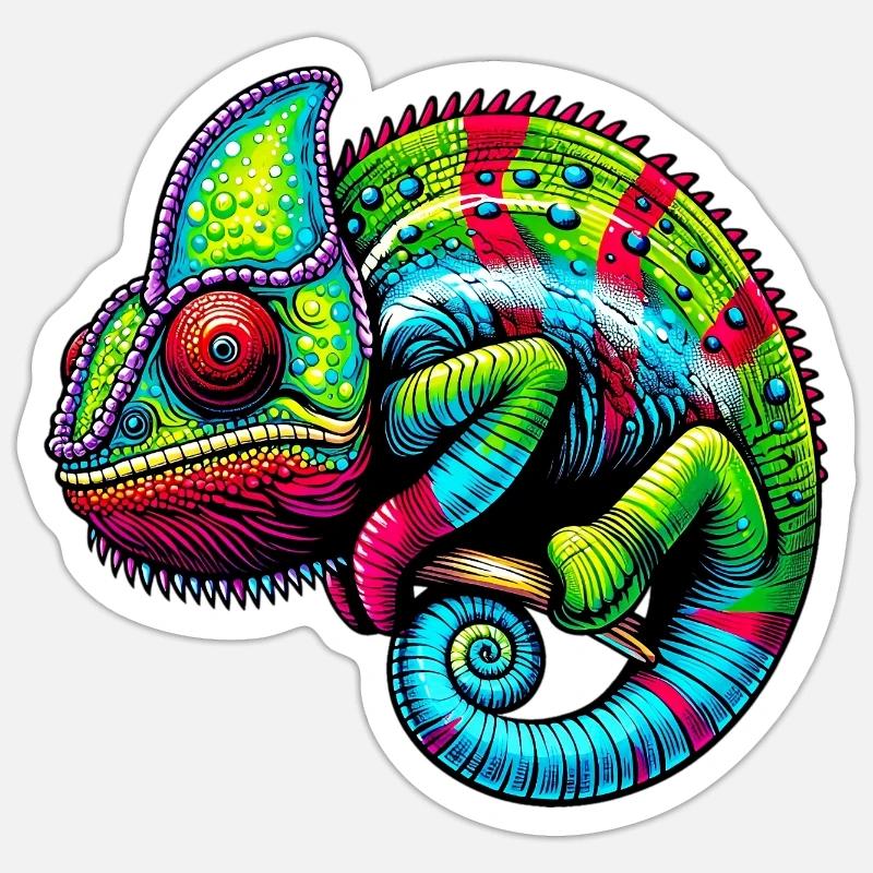 Chamäleon - Sticker Größe S (10 x 10 cm) - Mattweiß