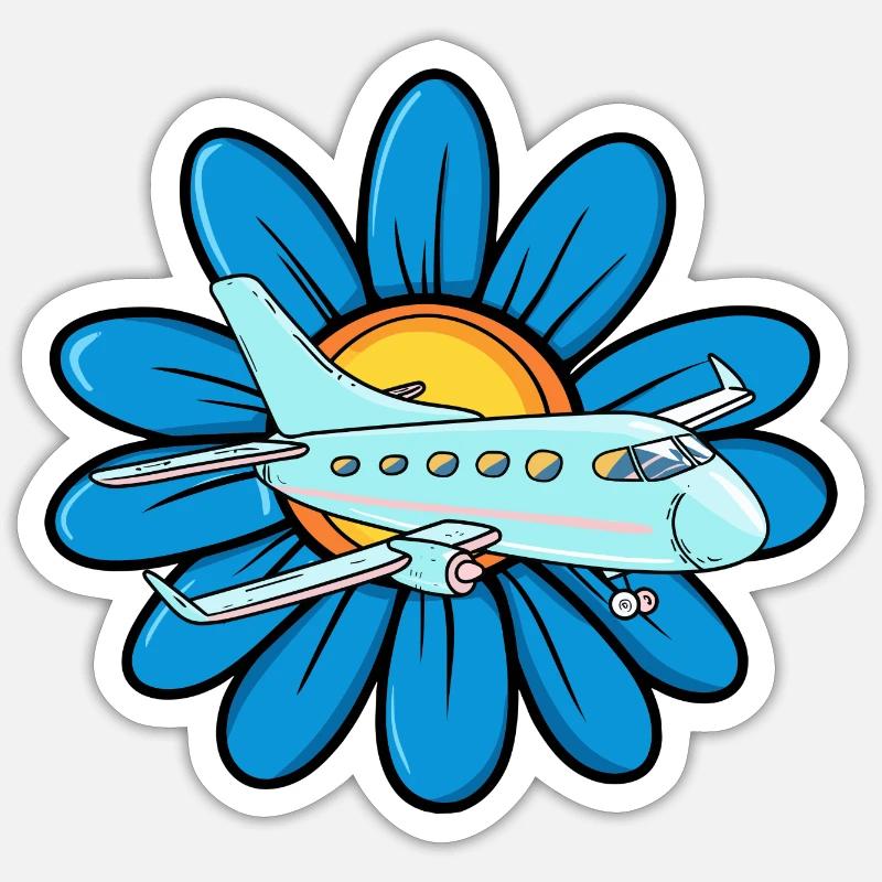 Jet d’avion - Sticker taille S (10 x 10 cm) - blanc mat