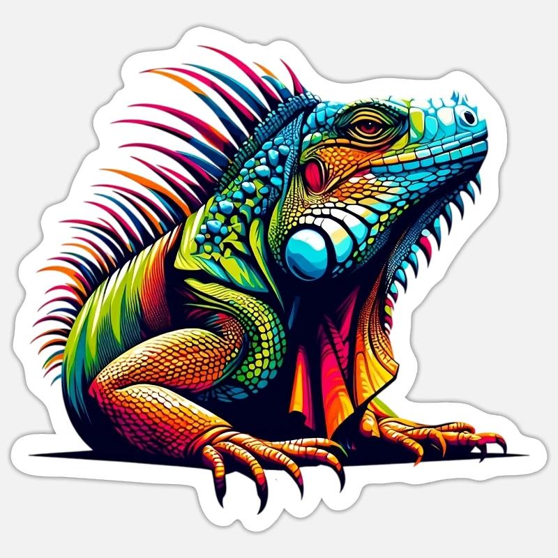 Iguane - Sticker taille S (10 x 10 cm) - blanc mat