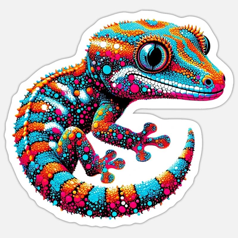 Gecko - Sticker Größe S (10 x 10 cm) - Mattweiß