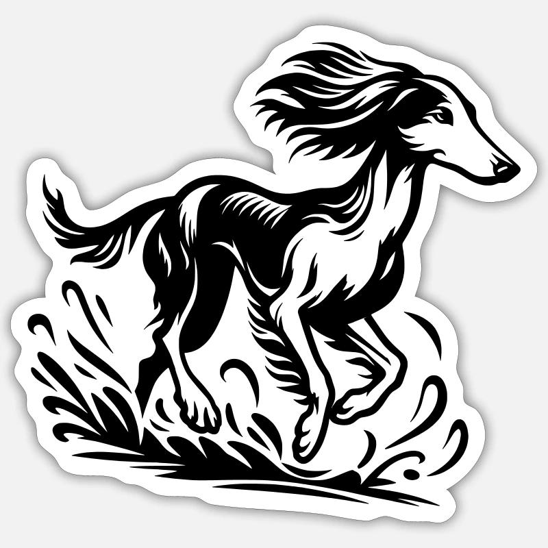 Saluki - Sticker Größe S (10 x 10 cm) - Mattweiß